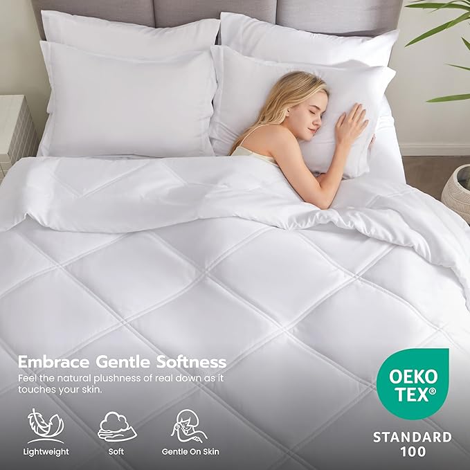 Joiedomi Full Size Comforter Set with Sheets White, 7 Pieces Full Size Bed Set with 1 Down Alternative Comforter, 1 Flat Sheet, 1 Fitted Sheet, 2 Pillowcases and 2 Pillow Shams, Bed in a Bag