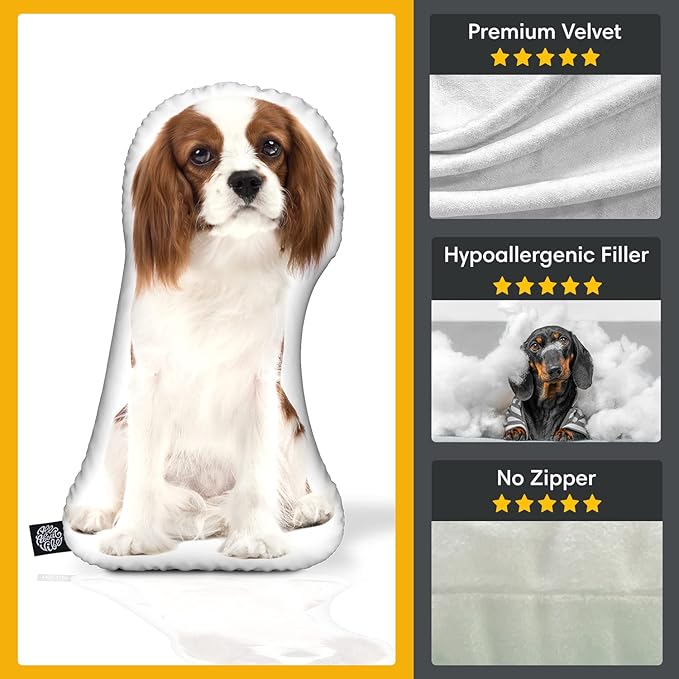 All About Vibe Custom Pet Pillow, 3D Printed Personalized Dog Shaped Pillow - 22" Medium