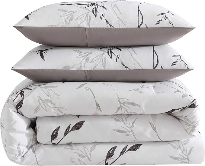 Kenneth Cole - Comforter Set, Super Soft Bedding with Matching Shams & Bonus Throw Blanket, Luxurious Home Decor (Ink Wash Vine Charcoal, Queen)