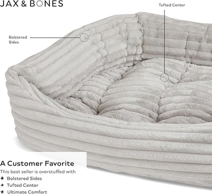 Jax & Bones Dog Bed Napper - Luna Grey Machine Washable Bed For Dogs - Extra Heavy Duty Bolstered Sides - Small Grey Dog Mat Beds | 24 x 21 Inches