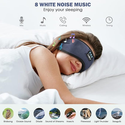 MUSICOZY Sleep Headphones Bluetooth 5.4 Headband Sleeping Eye Mask for Mom Women Men Wireless Music Earbuds Earphones for Side Sleepers Built-in HD Speakers Cool Gadgets Unique Gifts (Light Gray)