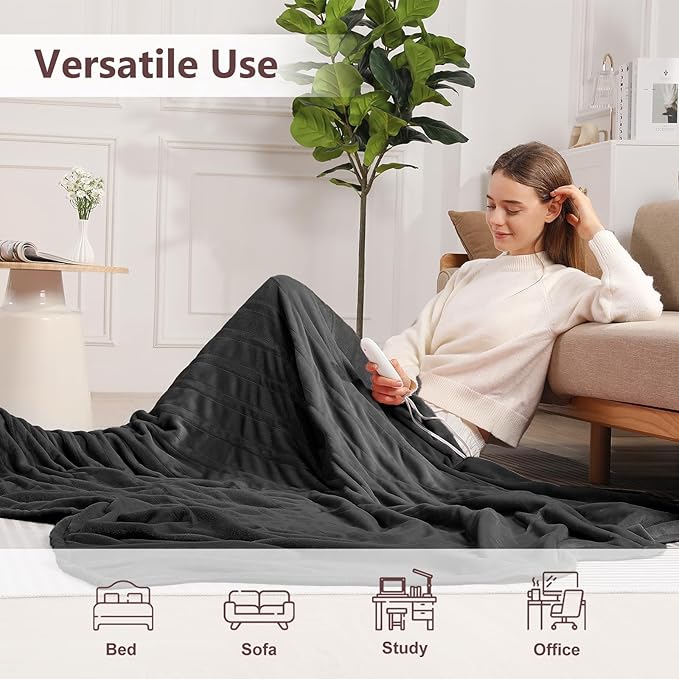 Heated Blanket Full Size Electric Blanket 72" X 84" with 5 Heating Levels & 10 Hours Auto Off, Double-Sided Premium Flannel Heating Blanket, ETL & FCC Certified, Machine Washable, Warm Gift