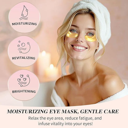 Under Eye Patches (24 Pairs) - Bridesmaid Gift, Valentine's Day Gift- 24K Gold Under Eye Masks for Dark Circles, Puffy Eyes, Wrinkles - Rejuvenating & Revitalizing Eye Skincare Treatment
