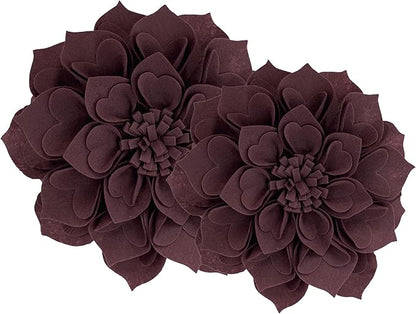 Fennco Styles Handmade 3D Heart-Shaped Petals Flower Decorative Filled Throw Pillow 13" Round - Wine Floral Pillow for Couch, Home Décor and Holiday, Housewarming Gift
