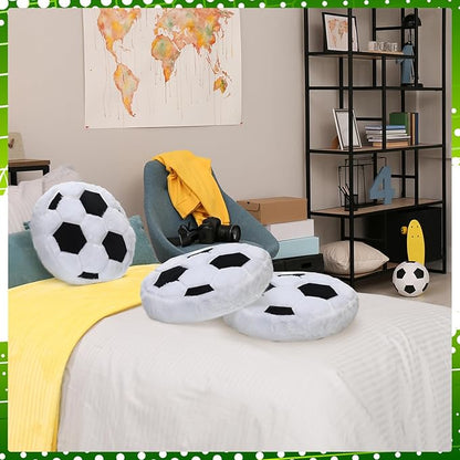 Gerrii 8 Pcs Ball Pillows 13.8" Sports Throw Pillows Plush Fluffy Cushion Sport Theme Fluffy Stuffed Plush Cushion for Team Gifts Bedroom Decoration(Soccer)