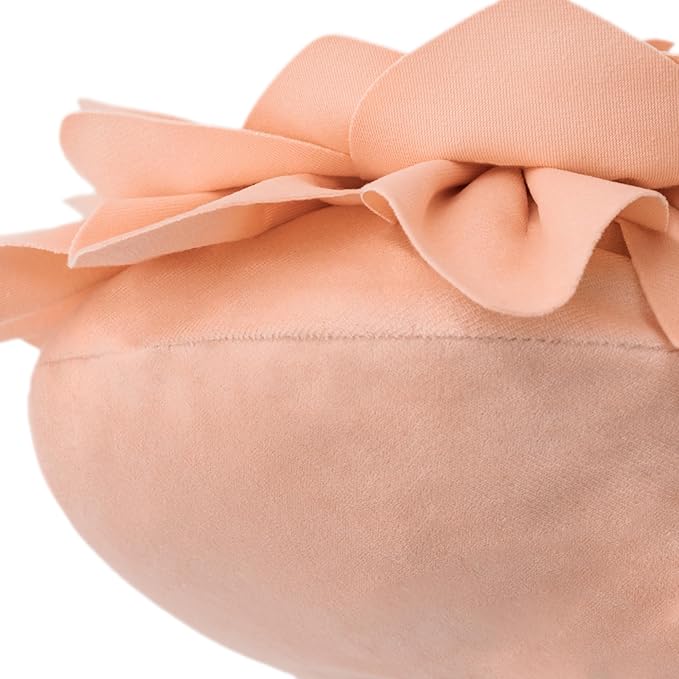 Decorative Throw Pillow 3D Flower Round Pillow Accent Handmade Cushion with Insert for Couch Bed Home Decor 12 Inch Peach Pink