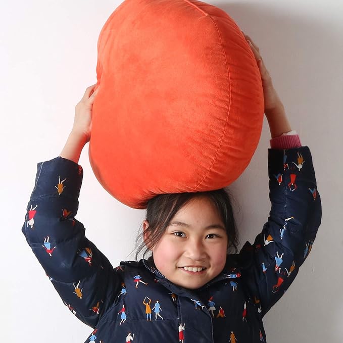 Round Throw Pillows Down-Like Polyester Filling Super Soft Ultra Fluffy Feather-Like Touching Decorative Circle Floor Cushion for Couch Bed Sofa Office Car, 1 Piece (18x18 Inches, Orange)