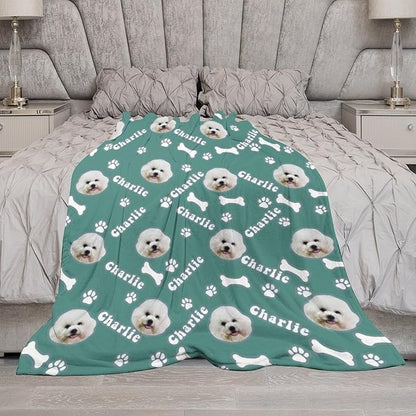 Personalized Dog Blanket with Name Customized Paw Prints Pet Blanket Loss Memorial Soft Throw Blankets Customized Pet Bereavement Gift Blanket Gift for Dog Lover Dog Mom Dog Dad