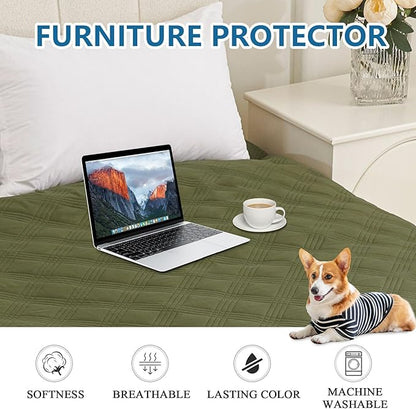 hyha Waterproof Dog Blanket, Reversible Pet Bed Blanket, Soft Sofa Couch Cover for Dogs Washable, Waterproof Pet Couch Covers for Sofa Puppy Cats Furniture Protector(40"x70", Green/Navy Blue)