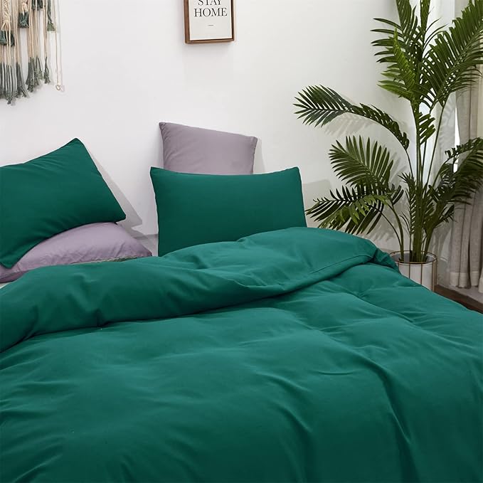 KAREVER Green Comforter Set Queen Dark Color Bedding Set Soft Lightweight Men Women Durable Queen Blanket Breathable Comforter Set Solid Green Bed Comforter