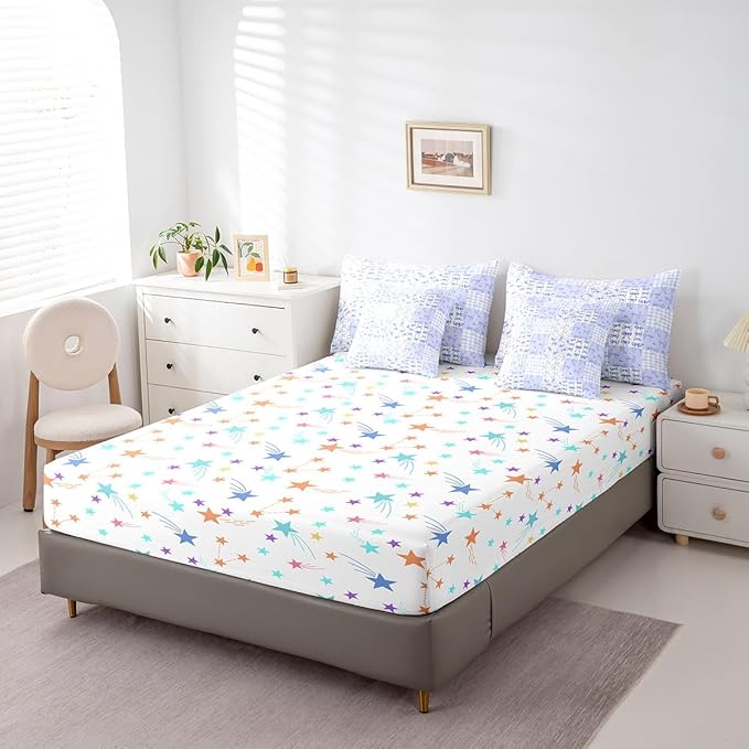 Feelyou Purple Bow Comforter Set with Sheets Twin Size Kids Bowknot Plaid 7 Pieces Bedding Set for Boys Girls Teens Gift for Girls Women Grid Bed in a Bag Breathable Princess Décor Bed Set