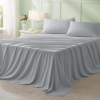 Anluoer Light Grey Full Comforter Set 7 Pieces, Bed in a Bag with Sheets, All Season Bedding Sets with 1 Comforter, 2 Pillow Shams, 2 Pillowcases, 1 Flat Sheet, 1 Fitted Sheet