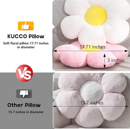 17.7 Inch Purple Flower Pillow – Daisy Shaped Cute Decorative Throw Pillow, Soft Floral Seating Cushion Floor Pillows for Sofa, Bed, Chair & Room Decor