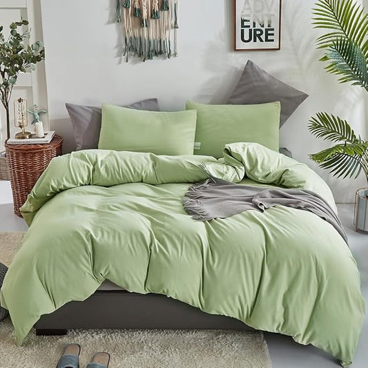 CLOTHKNOW Green Queen Comforter Set 3Pcs Sage Green Bedding Comforter Sets Soft All Season Queen Comforter with 2 x Pillow Cases