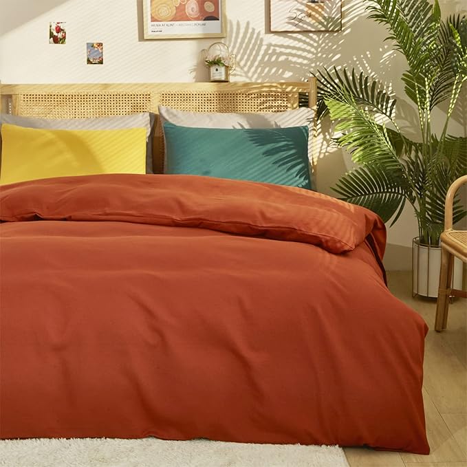 Cottonight Burnt Orange Comforter Set King Caramel Bedding Comforter Rust Soft Breathable Cotton Reddish Terracotta Blanket Quilts for Women Men King Bed