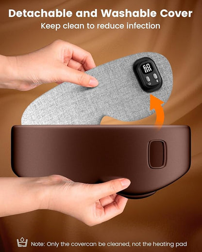 Anydance Heated Eye Mask - Cordless Eye Mask for Dry Eyes, Eye Relief, Improved Sleep, Timed Shutdown, 4 Temperature, Washable Eye Heating Pad for Travel, Removable for Cleaning - Brown