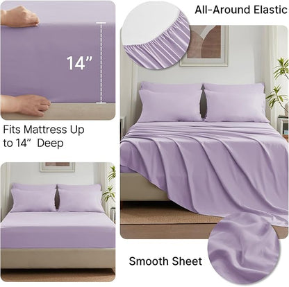 Anluoer Full Comforter Set 7 Piece, Lavender Bed in a Bag with Sheets, Comforters Full Size Bedding Sets with 1 Comforter, 2 Pillow Shams, 2 Pillowcases, 1 Flat Sheet,1 Fitted Sheet