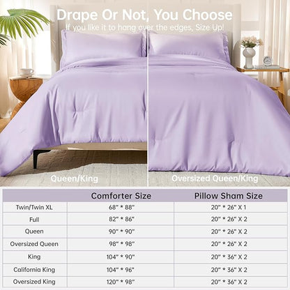 MUXHOMO Queen Comforter Set, All Season Ultra Soft Down Alternative Bedding - 3 Piece Lightweight Bed Set Includes 1 Comforter (90"x90") and 2 Pillow Shams (20"x26"), Crystal Purple