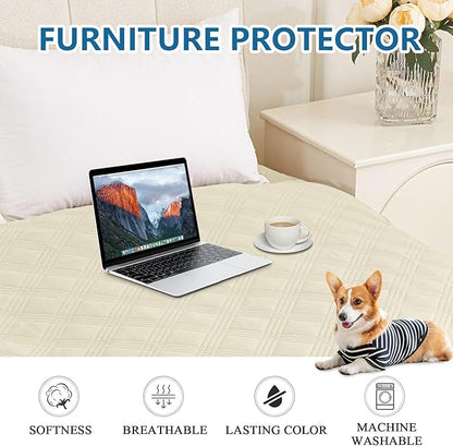 hyha Waterproof Dog Blanket, Reversible Pet Bed Blanket, Soft Sofa Couch Cover for Dogs Washable, Waterproof Pet Couch Covers for Sofa Puppy Cats Furniture Protector(30"x70", Beige/Beige)