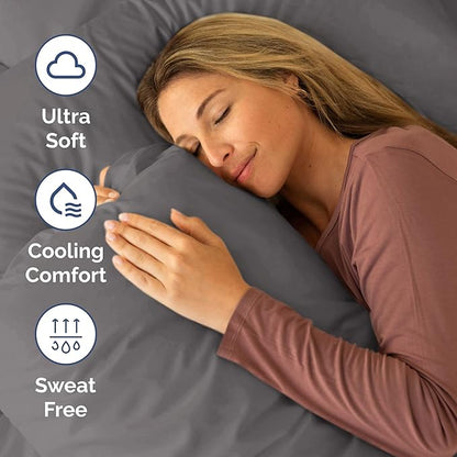 Short Queen RV Size 4 Piece Sheet Set - Comfy Breathable & Cooling Bed Sheets Set - Hotel Luxury Bedding for Women, Men, Kids, Teens, Boys & Girls - Deep Pockets & Ultra-Soft - Oeko-Tex - Dark Grey