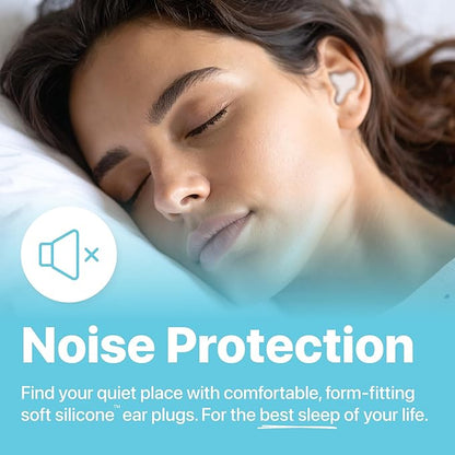 Whisper Ear Plugs (42 pcs) | Soft Silicone | Reusable Silicone Ear Plugs for Swimming, Sleep, Travel, Noise & Snoring | Moldable Comfort Fit Wax Earplugs for Sleep | Waterproof Swim Ear Plugs Adults