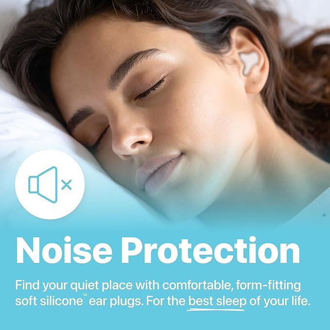 Whisper Ear Plugs (14 pcs) | Soft Silicone | Reusable Silicone Ear Plugs for Swimming, Sleep, Travel, Noise & Snoring | Moldable Comfort Fit Wax Earplugs for Sleep | Waterproof Swim Ear Plugs Adults