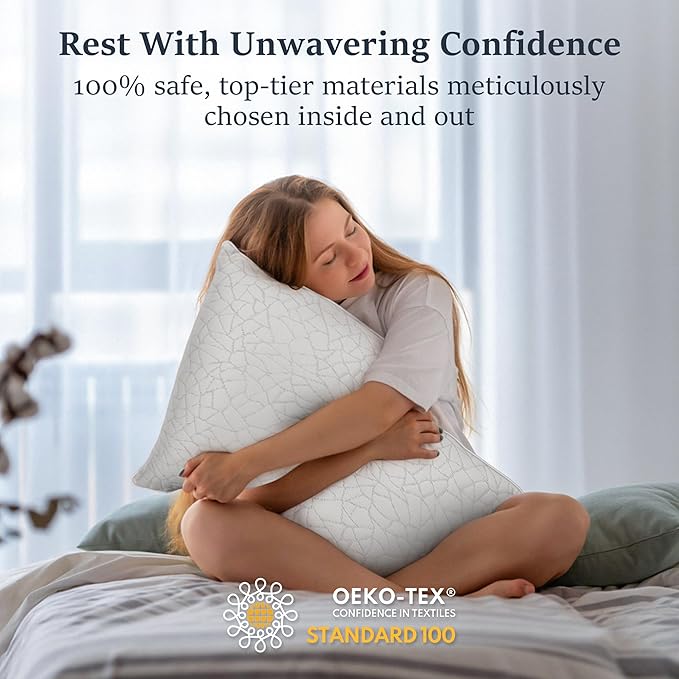 COZSINOOR Bed Pillows Queen Size - Breathable Premium Down Alternative Pillows Set of 2 for Side, Back, and Stomach Sleepers Hotel Quality Fluffy Soft Microfiber Fill Skin-Friendly