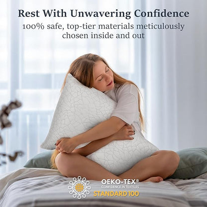 COZSINOOR Bed Pillows Queen Size - Breathable Premium Down Alternative Pillows Set of 2 for Side, Back, and Stomach Sleepers Hotel Quality Fluffy Soft Microfiber Fill Skin-Friendly
