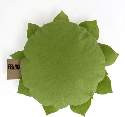 Fennco Styles Handmade 3D Heart-Shaped Petals Flower Decorative Filled Throw Pillow 13" Round - Kiwi Floral Pillow for Couch, Home Décor and Holiday, Housewarming Gift (Kiwi)