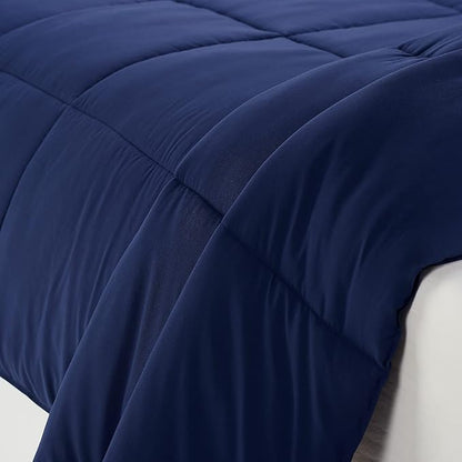 SERTA Simply Clean Ultra Soft Hypoallergenic Solid 3 Piece Comforter Set, King, Navy