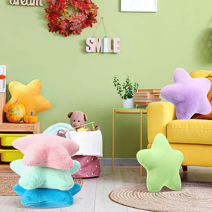 8 Pack Star Shaped Throw Pillow Gifts Decorations Mix Star Plush for Bed Sofa Cute Throw Pillow Plush for Floor Room Sleepover Bedroom Living Room(Cute)