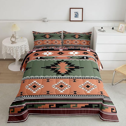 Erosebridal Western Boho Queen Comforter Set,Aztec Quilt,Ethnic Tribal Arrow Bedding Set Country Decor Duvet Insert,Room Decor for Bedroom Boho Living Room Decor,Southwestern Decor