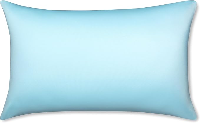 PILLOWY 12"x20" Throw Pillow - Sweat Baby Blue: 1Pcs Luxurious Premium Microbead Pillow with 85/15 Nylon/Spandex Fabric. Forever Fluffy, Outstanding Beauty & Support. Silky, Soft & Beyond Comfortable