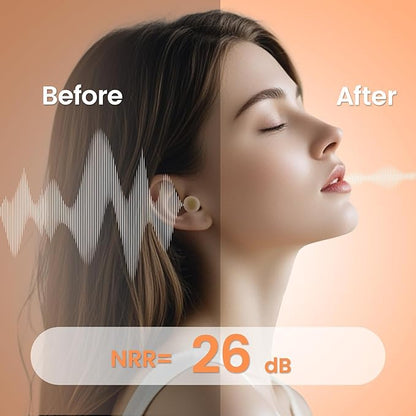 Zeroplus Cocoon EarPlugs - Ultra-Comfy Reusable Noise Reducing Earplugs 26dB NRR for Sleep,Deep Focus,Travel, Noise Sensitivity Hearing Protection Noise Reduction(Orange)