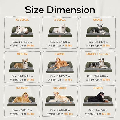 Dog Bed Medium Size Dog-Orthopedic Waterproof Bed for Dogs,Foam Couch Sofa with Washable Removable Cover & Non-Slip Bottom-Dark Green
