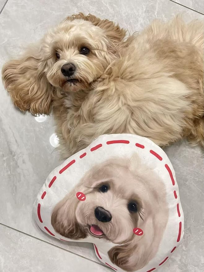 Custom Pet Portrait Pillows with Photos, Personalized Hand-Drawn 3D Dog Pillow, Custom Cat Face Pillow with Cute Design, Birthday Gift for Him or Her