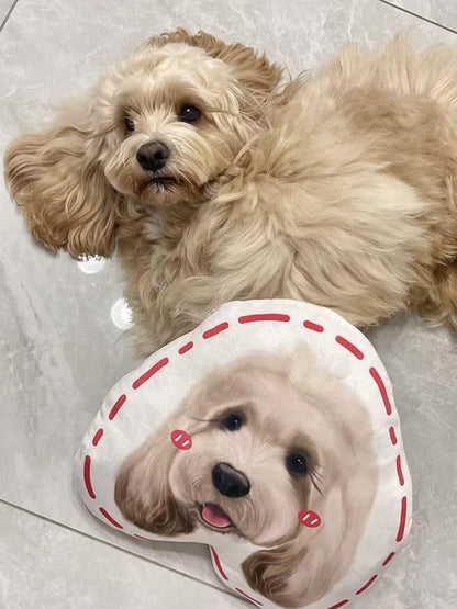 Custom Pet Portrait Pillows with Photos, Personalized Hand-Drawn 3D Dog Pillow, Custom Cat Face Pillow with Cute Design, Birthday Gift for Him or Her