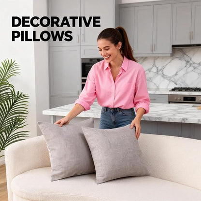 Decorative Couch Pillow Covers SofaThrow pillows with inserts included Bohemian-Style Country Cushion Cover Suitable for Beds, Sofas, Living Rooms, and Home Decor 2pack 18X18 inch.(Seagull Grey)