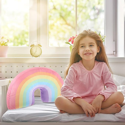 Chunful Rainbow Pillow for Girls Kids 13.8 x 8.7 x 4 Inch Plush Cute Rainbow Throw Pillow Arch Shaped Cushion Stuffed Decoration for Bed Chair Room Home Decor Easter Day(Macaron Colors,2 Pcs)