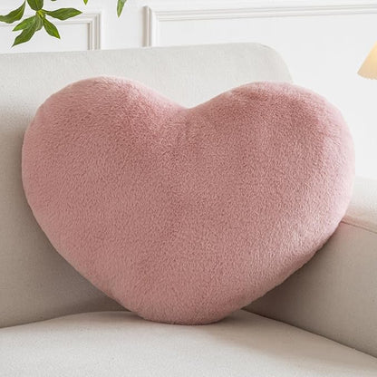 Xiashrk Heart Pillow, Heart Shaped Pillow for Bed Couch, Soft Decorative Heart Throw Pillow, Cute Decorate Pillows, Heart Pillows for Bedroom Living Room (Grey Pink, Large 19.6"x15.7")