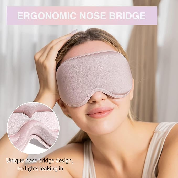 2 Pack Eye Mask for Sleeping - AUPHIL 3D Contoured Eye Mask with Eye Cup Blackout Sleeping Mask, Zero Pressure Eye Cover Sleep Mask for Women Men Side Sleeper 100% Light Blocking Blindfold