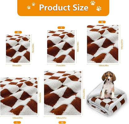 Waterproof Pet Blanket,Dog Bed Covers Small Throw for Puppy Cats Stylish Jacquard Pets Couch Sofa Furniture Protection Washable Reversible Covers (Coffee Check,XS)
