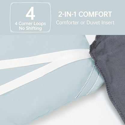 MUXHOMO Full Comforter Sets, All Season Ultra Soft Down Alternative Bedding - 3 Piece Lightweight Bed Set Includes 1 Comforter (82"x86") and 2 Pillow Shams (20"x26"), Lake Blue