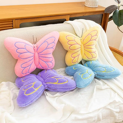 PEACH CAT Butterfly Pillow Decorative Butterfly Shaped Throw Pillows 16" x 12" Soft Plush Cushion Decor for Bedroom Living Room Couch Sofa Purple