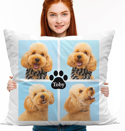 Custom Pillow with Insert, Personalized Throw Pillows with Picture Text - Double-Sided Printing | 5 Sizes & 10 Colors, Personalized Memorial Photo Gifts Pet Pillow for Dog Cat