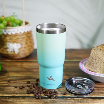 20 oz Tumbler with Handle and 2 Straw 2 Lid, Insulated Water Bottle Stainless Steel Vacuum Cup Reusable Travel Mug, Mint