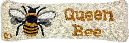 Chandler 4 Corners Artist-Designed Queen Bee Hand-Hooked Wool Decorative Throw Pillow (8 in x 24 in) Garden Pillow for Couches & Beds - Low Maintenance Busybee, Honeybee & Bumblebee Home Décor