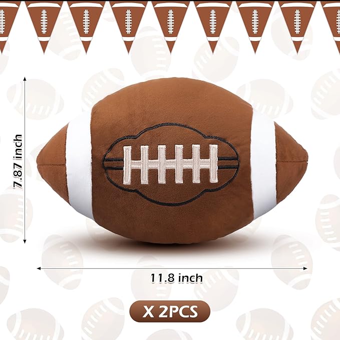 HyDren 2 Pcs Football Plush Pillows - 12" Soft Fluffy Football Pillows Stuffed Footballs Throw Pillow Sports Ball Throw Pillow for Kids Boys Girls Bedroom Nursery Room Decoration Birthday Party Gift