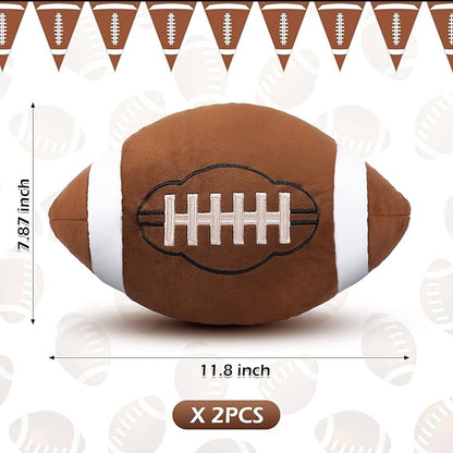 HyDren 2 Pcs Football Plush Pillows - 12" Soft Fluffy Football Pillows Stuffed Footballs Throw Pillow Sports Ball Throw Pillow for Kids Boys Girls Bedroom Nursery Room Decoration Birthday Party Gift