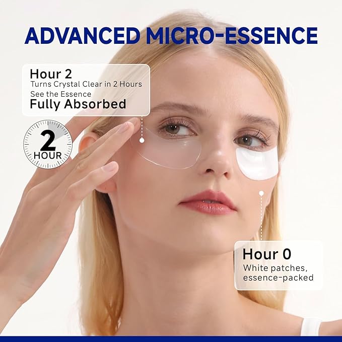 Peptide Under Eye Patches, Firming Eye Patches Instant Reduces Dark Circles and Puffiness, Collagen Under Eye Mask for Bags Treatment, Wrinkles, 60 Pairs, Vegan